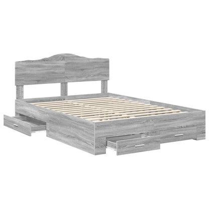 Bedframe met hoofdeinde Grijs Sonoma 140 x 190 cm Bewerkt hout