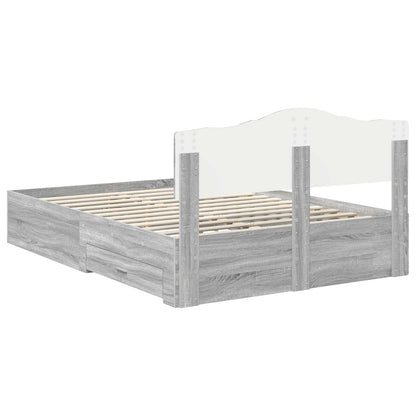 Bedframe met hoofdeinde Grijs Sonoma 140 x 190 cm Bewerkt hout