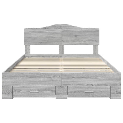 Bedframe met hoofdeinde Grijs Sonoma 140 x 190 cm Bewerkt hout