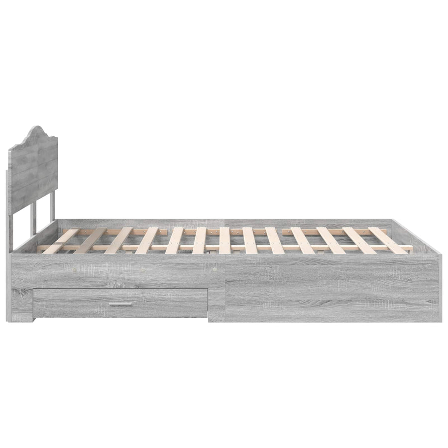 Bedframe met hoofdeinde Grijs Sonoma 140 x 190 cm Bewerkt hout