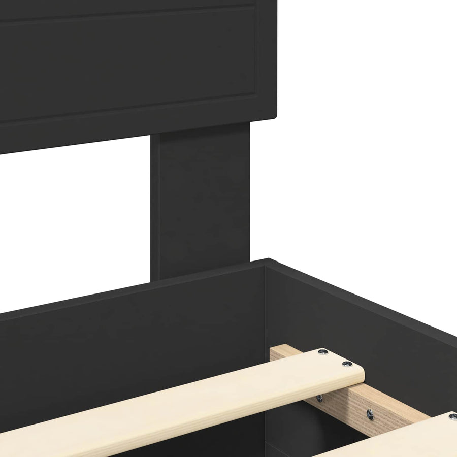 Bedframe met hoofdeinde Zwart 135 x 190 cm Bewerkt hout