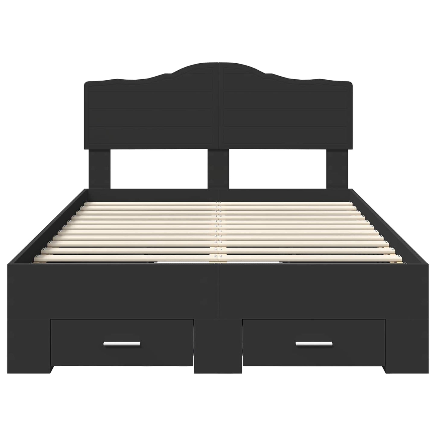 Bedframe met hoofdeinde Zwart 135 x 190 cm Bewerkt hout