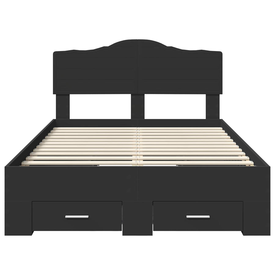 Bedframe met hoofdeinde Zwart 135 x 190 cm Bewerkt hout
