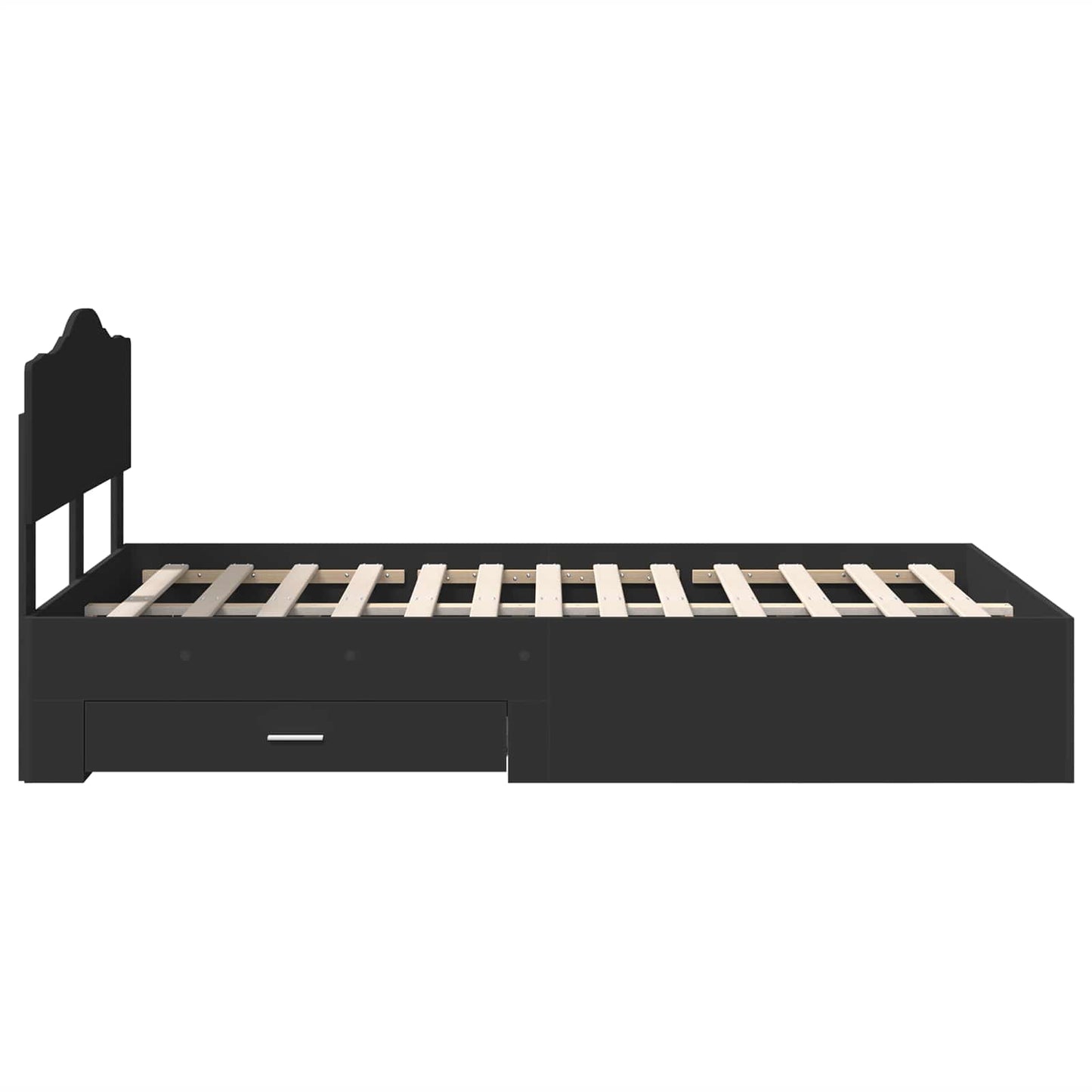 Bedframe met hoofdeinde Zwart 135 x 190 cm Bewerkt hout