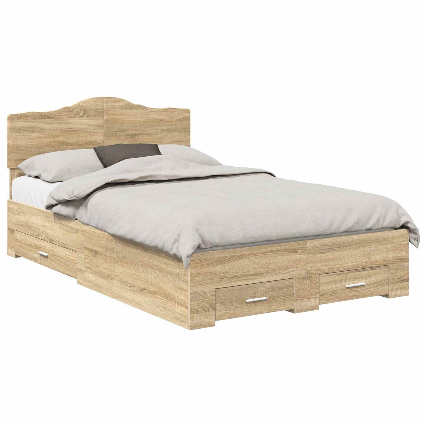 Bedframe met hoofdeinde Sonoma Eiken 135 x 190 cm Bewerkt hout