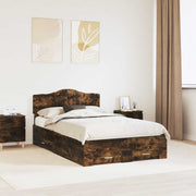 Bedframe 135x190 cm gerookt eiken bewerkt hout