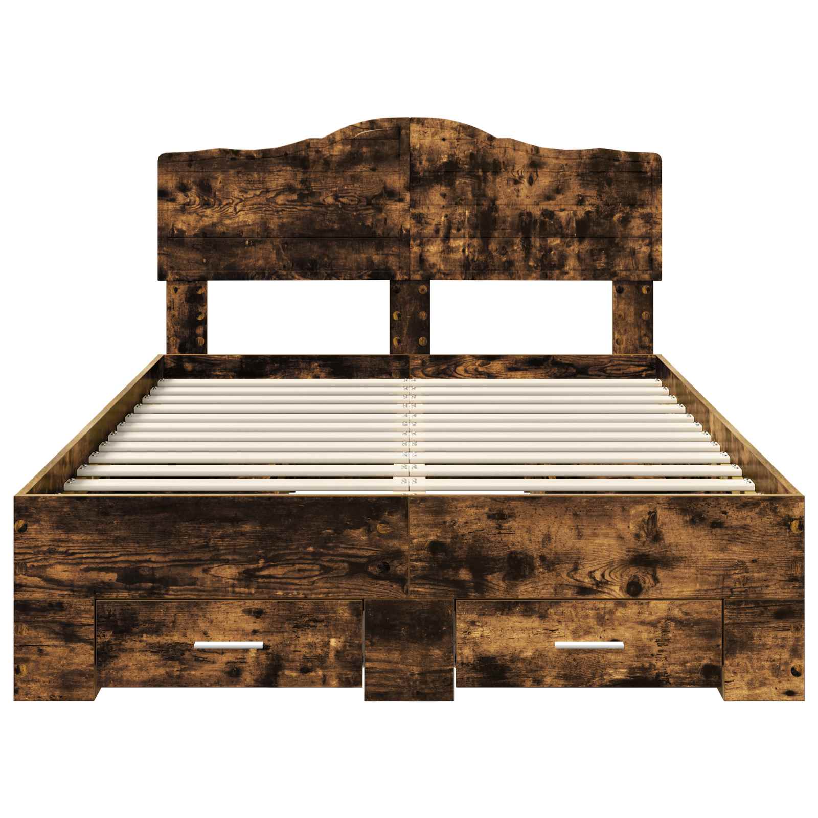 Bedframe met hoofdeinde Gerookt eiken 135 x 190 cm Bewerkt hout