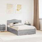 Bed Frame with Headboard Grey Sonoma 135 x 190 cm Engineered Wood