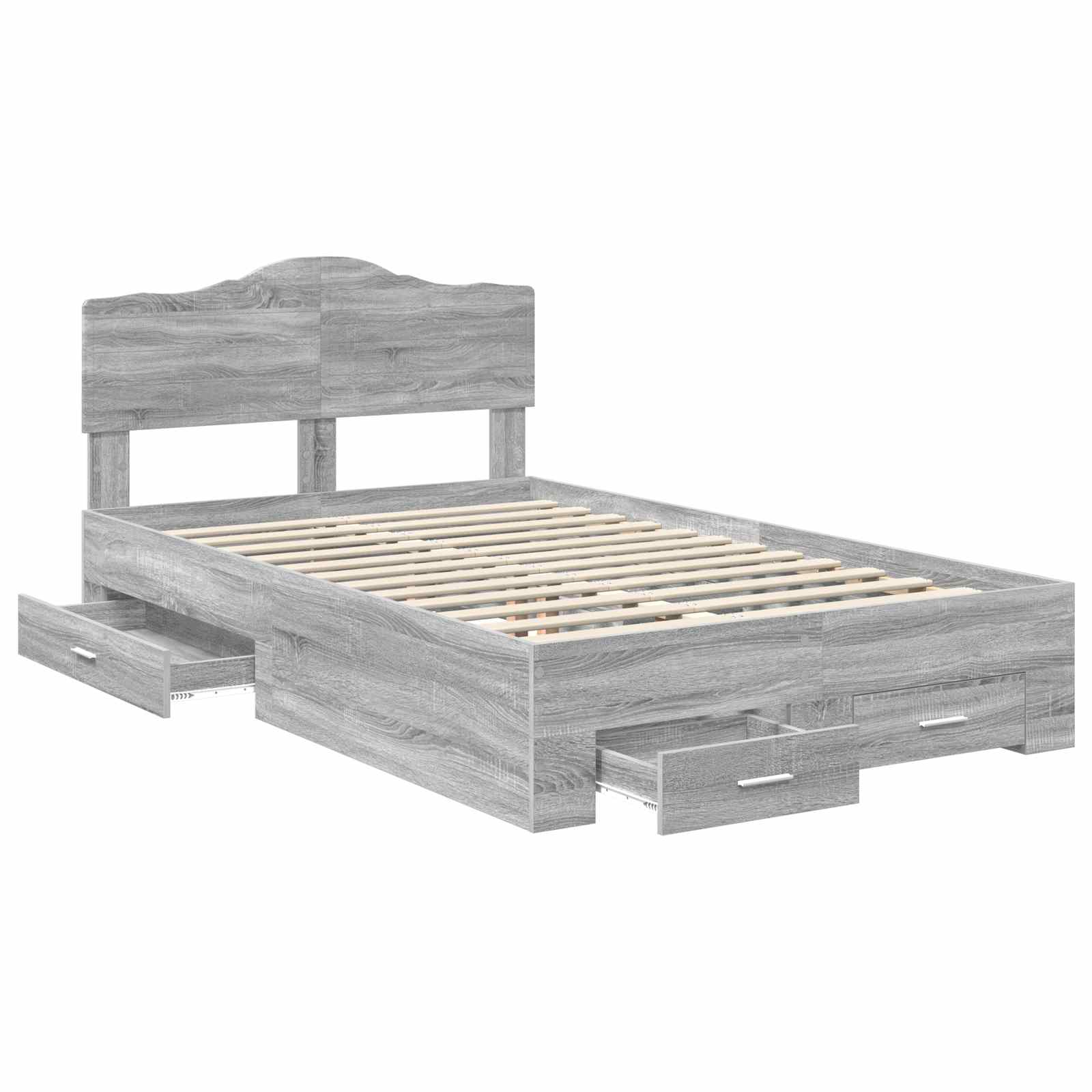 Bedframe met hoofdeinde Grijs Sonoma 135 x 190 cm Bewerkt hout