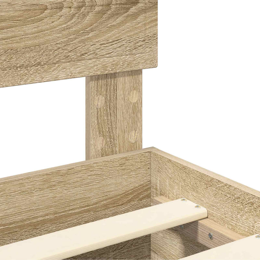 Bedframe met hoofdeinde Sonoma Eiken 120 x 200 cm Bewerkt hout