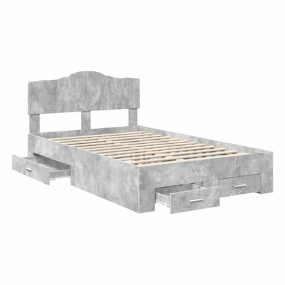 Bedframe met hoofdeinde Beton Grijs 120 x 200 cm Bewerkt hout