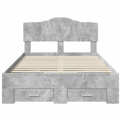 Bedframe met hoofdeinde Beton Grijs 120 x 200 cm Bewerkt hout