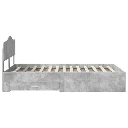 Bedframe met hoofdeinde Beton Grijs 120 x 200 cm Bewerkt hout