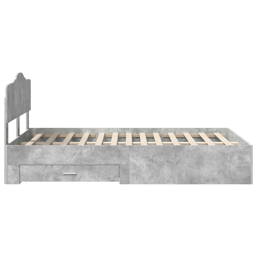 Bedframe met hoofdeinde Beton Grijs 120 x 200 cm Bewerkt hout