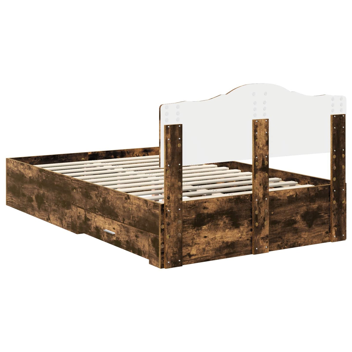 Bedframe met hoofdeinde Gerookt eiken 120 x 200 cm Bewerkt hout