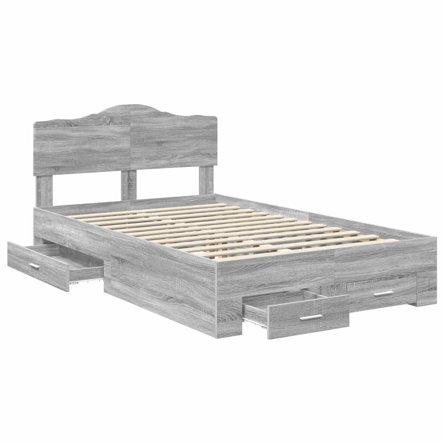 Bedframe met hoofdeinde Grijs Sonoma 120 x 200 cm Bewerkt hout