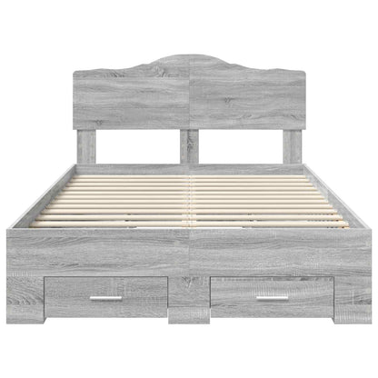 Bedframe met hoofdeinde Grijs Sonoma 120 x 200 cm Bewerkt hout