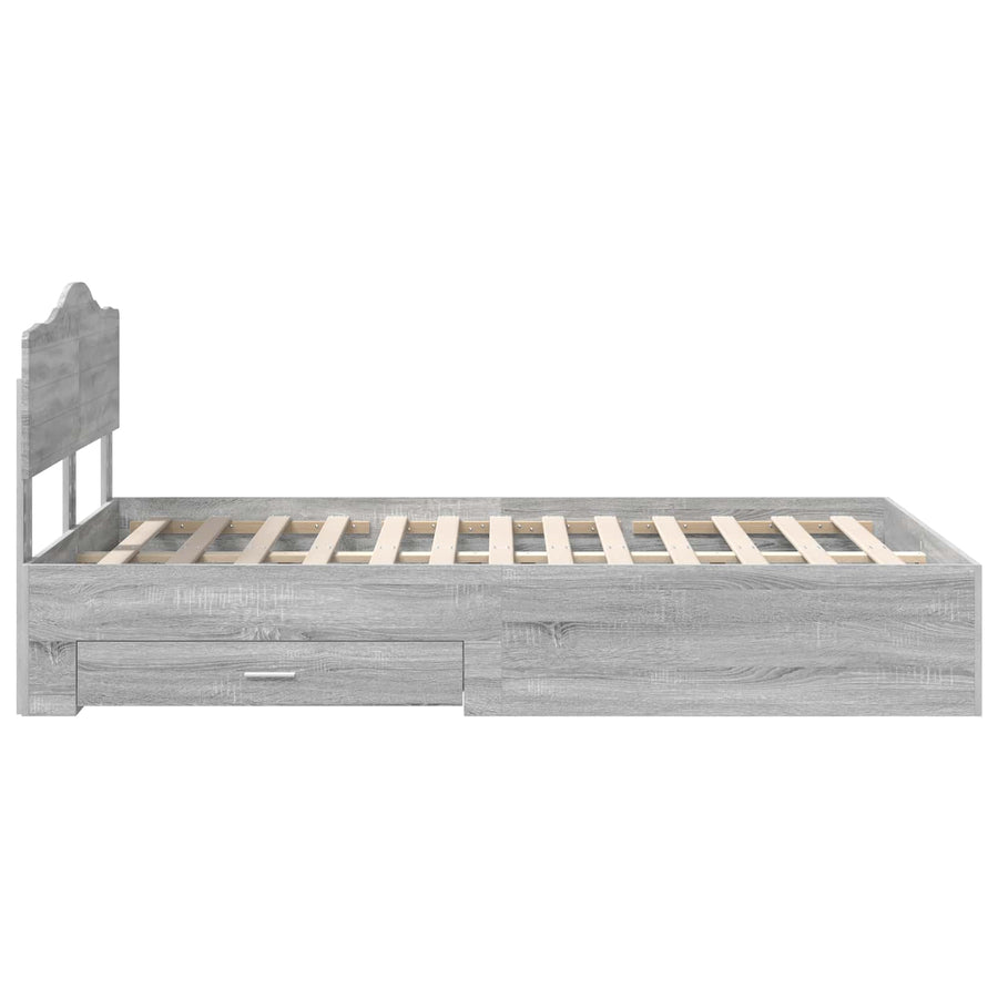 Bedframe met hoofdeinde Grijs Sonoma 120 x 200 cm Bewerkt hout