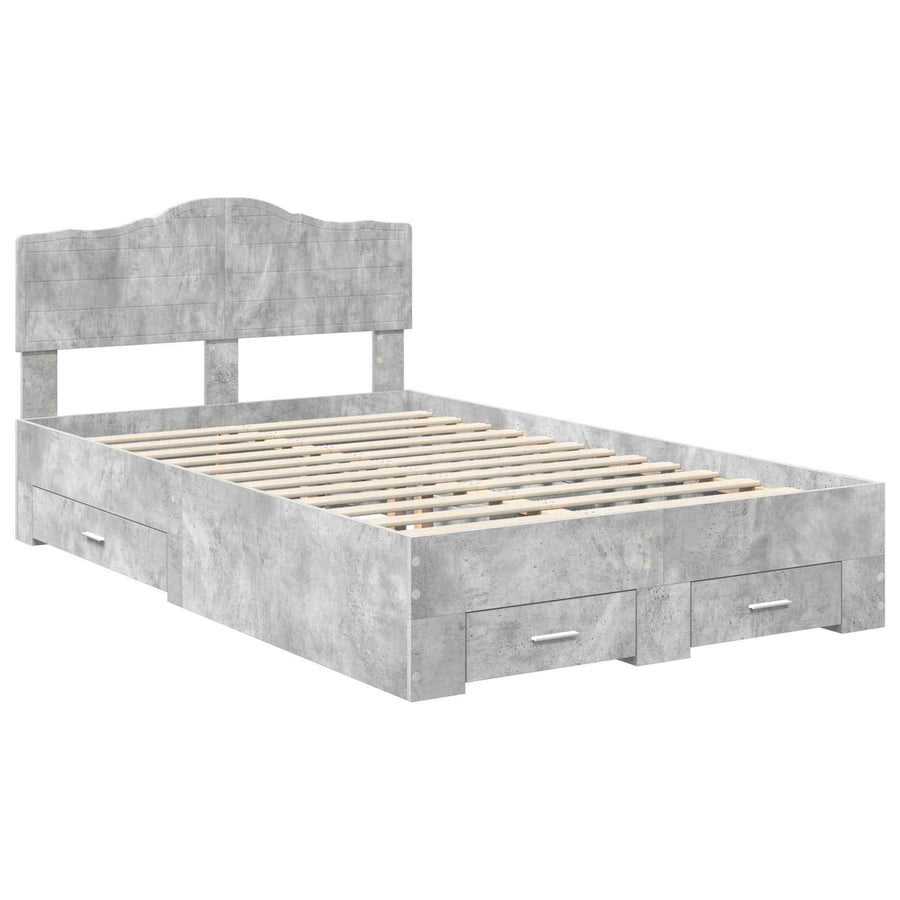 Bedframe met hoofdeinde Beton Grijs 120 x 190 cm Bewerkt hout