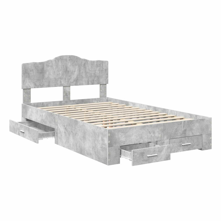 Bedframe met hoofdeinde Beton Grijs 120 x 190 cm Bewerkt hout
