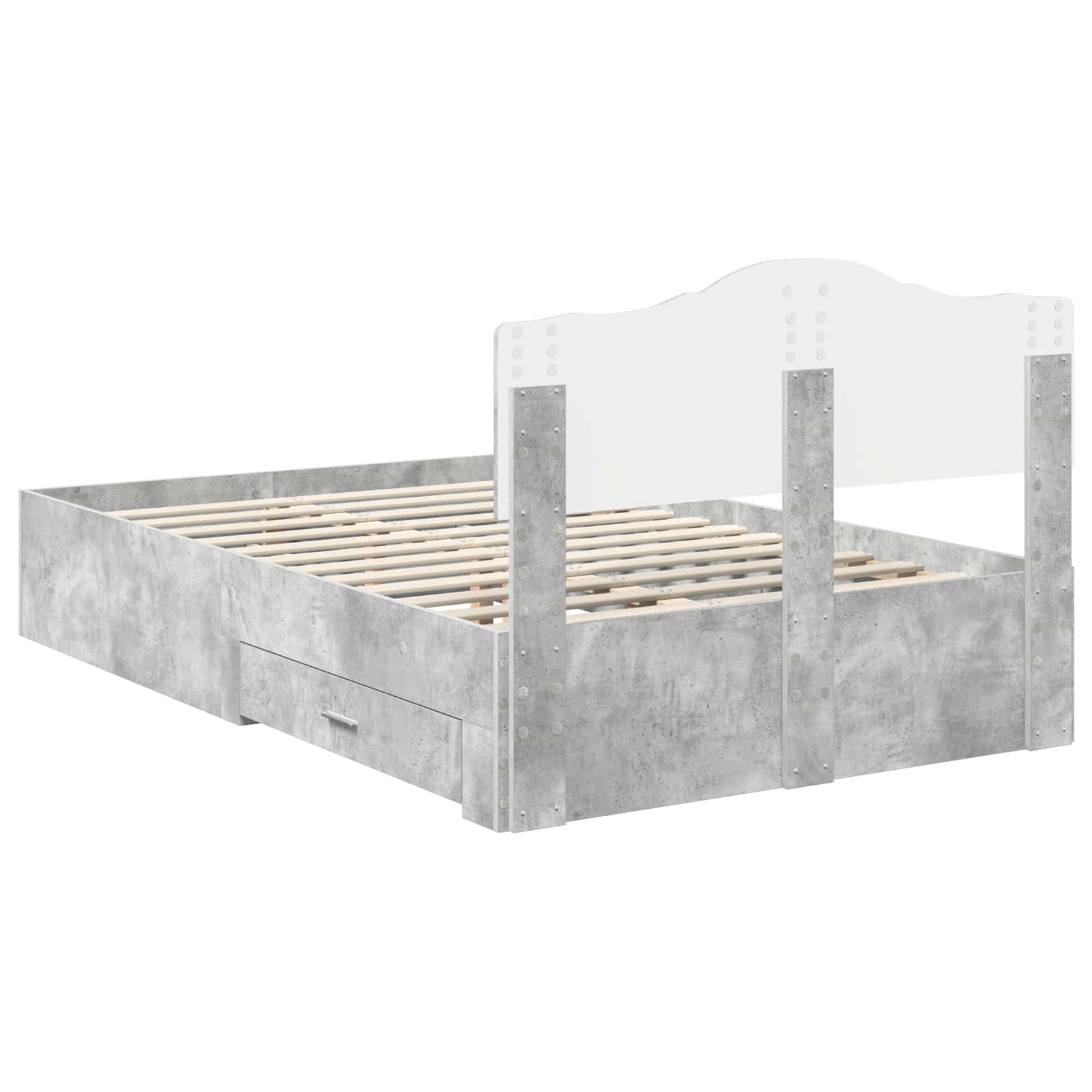 Bedframe met hoofdeinde Beton Grijs 120 x 190 cm Bewerkt hout