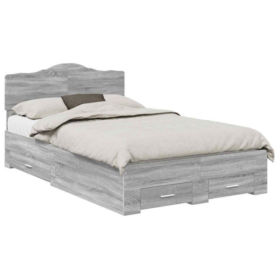 Bedframe met lade Grijs Sonoma 120 x 190 cm Bewerkt hout