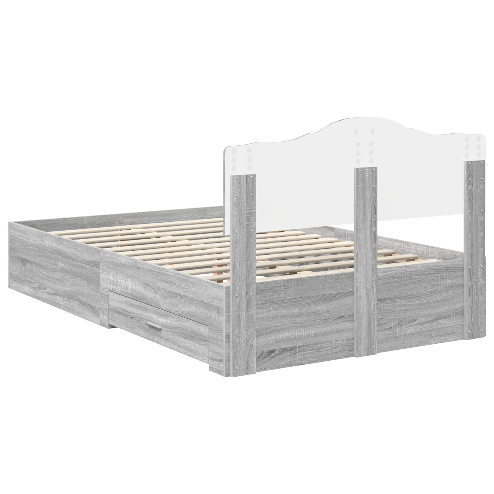 Bedframe met lade Grijs Sonoma 120 x 190 cm Bewerkt hout