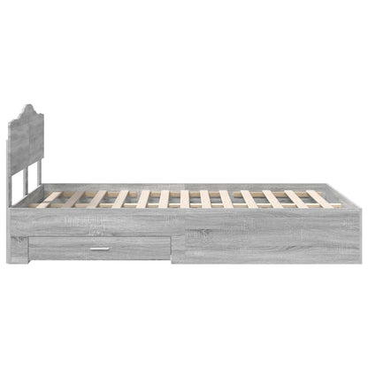 Bedframe met lade Grijs Sonoma 120 x 190 cm Bewerkt hout