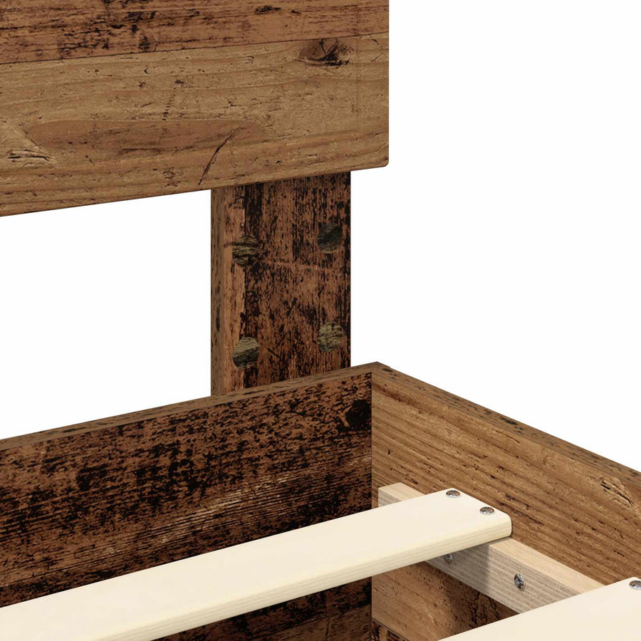 Bedframe met hoofdeinde Oudhout 120 x 190 cm Bewerkt hout