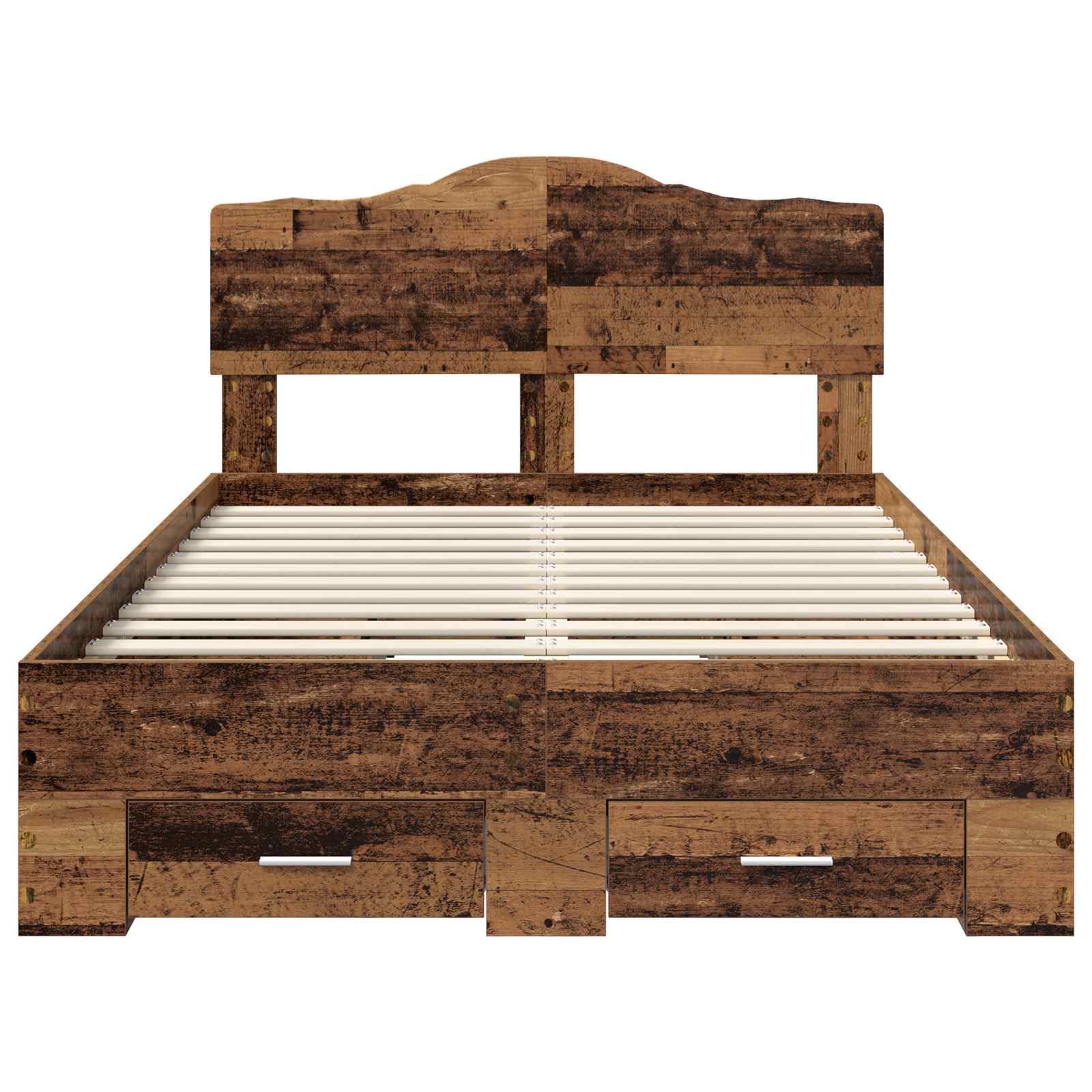Bedframe met hoofdeinde Oudhout 120 x 190 cm Bewerkt hout