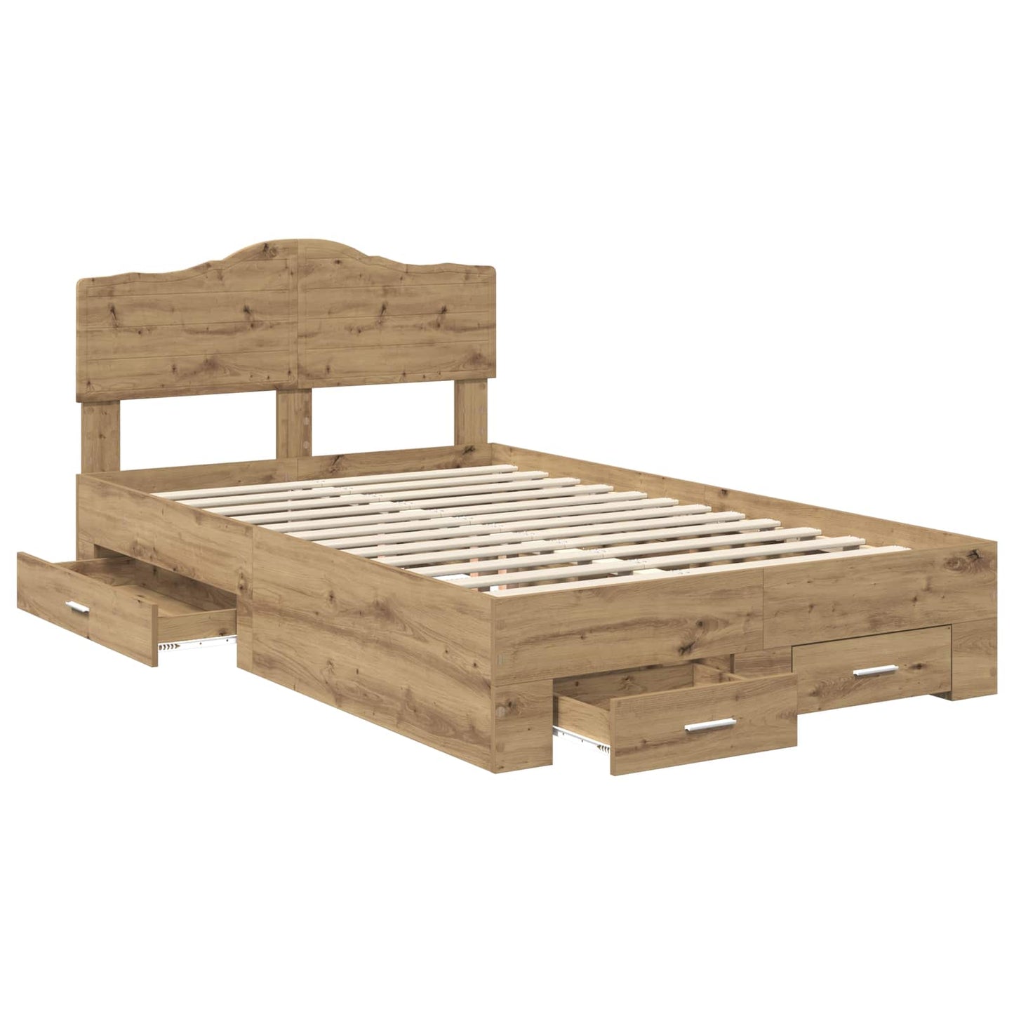 Bedframe met hoofdeinde Artisan Eiken 120 x 190 cm Bewerkt hout