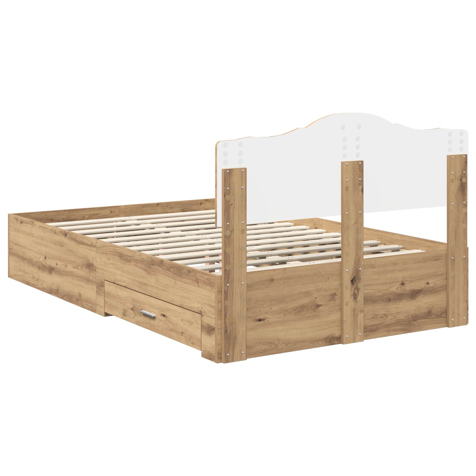 Bedframe met hoofdeinde Artisan Eiken 120 x 190 cm Bewerkt hout