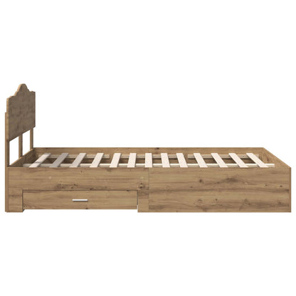 Bedframe met hoofdeinde Artisan Eiken 120 x 190 cm Bewerkt hout