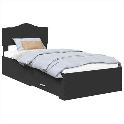 Bedframe met hoofdeinde Zwart 100 x 200 cm Bewerkt hout