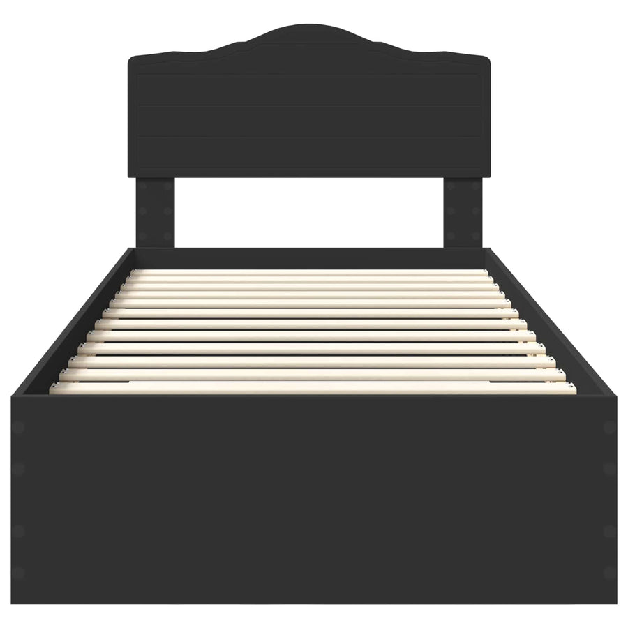 Bedframe met hoofdeinde Zwart 100 x 200 cm Bewerkt hout