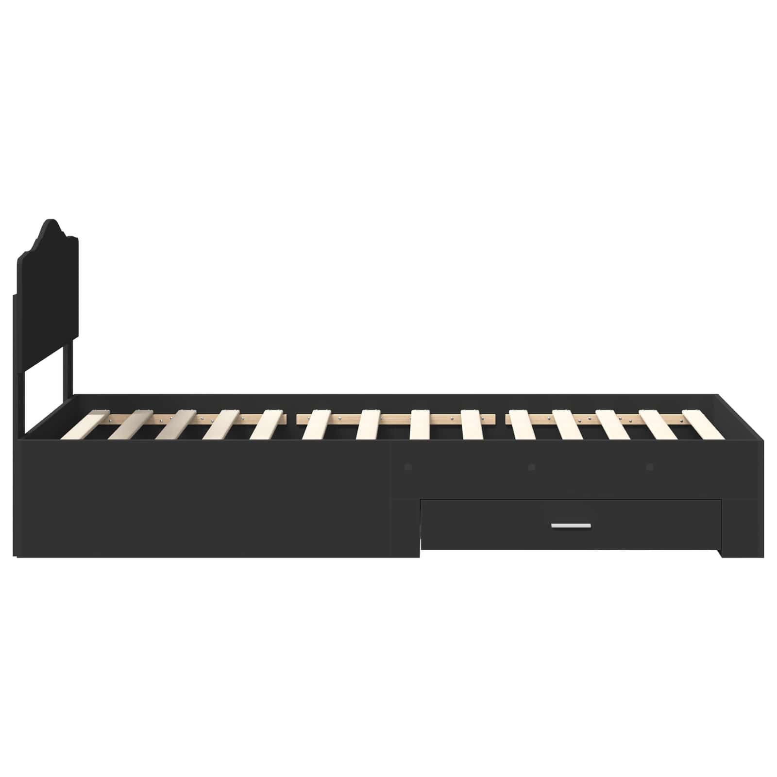 Bedframe met hoofdeinde Zwart 100 x 200 cm Bewerkt hout