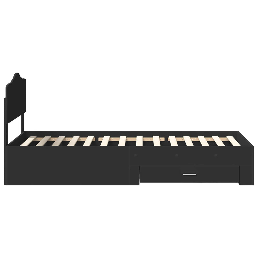 Bedframe met hoofdeinde Zwart 100 x 200 cm Bewerkt hout
