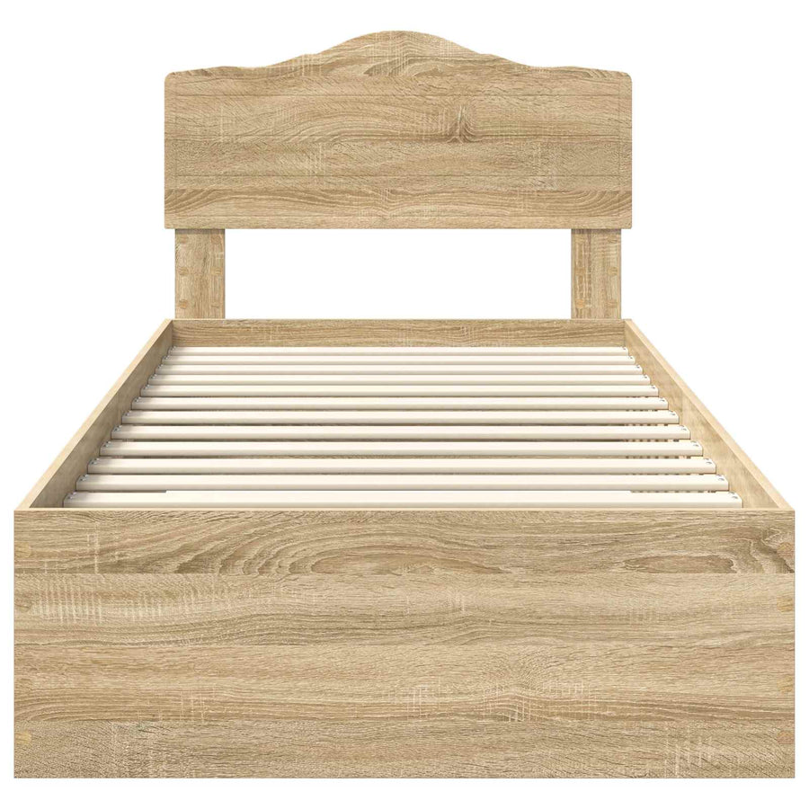 Bedframe met hoofdeinde Sonoma Eiken 100 x 200 cm Bewerkt hout