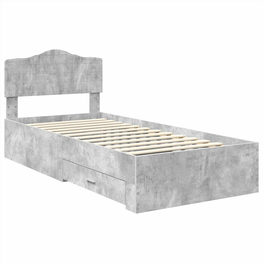 Bedframe met hoofdeinde Beton Grijs 100 x 200 cm Bewerkt hout