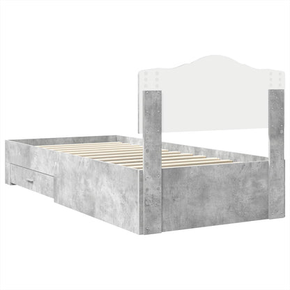 Bedframe met hoofdeinde Beton Grijs 100 x 200 cm Bewerkt hout