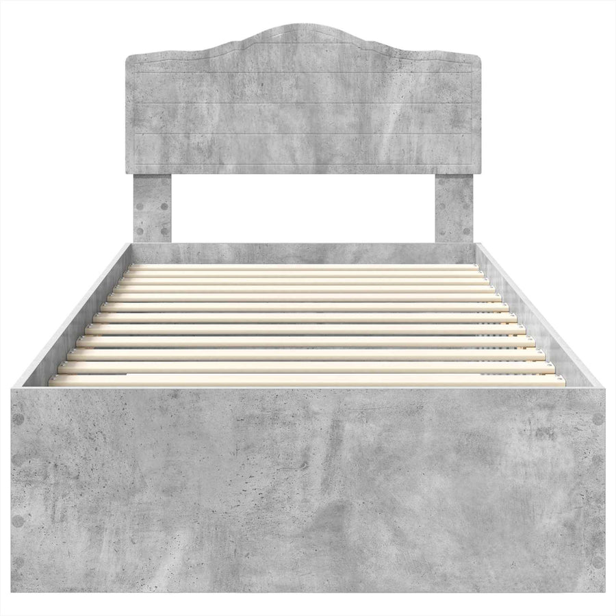 Bedframe met hoofdeinde Beton Grijs 100 x 200 cm Bewerkt hout
