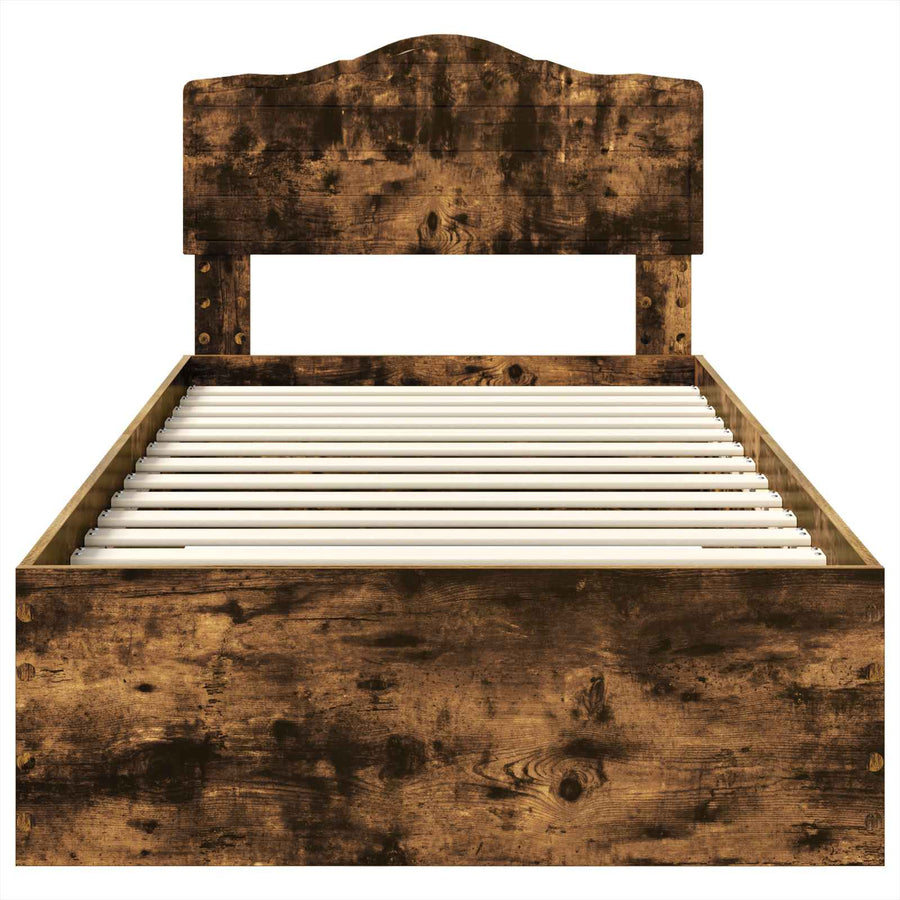 Bedframe met hoofdeinde Gerookt eiken 100 x 200 cm Bewerkt hout