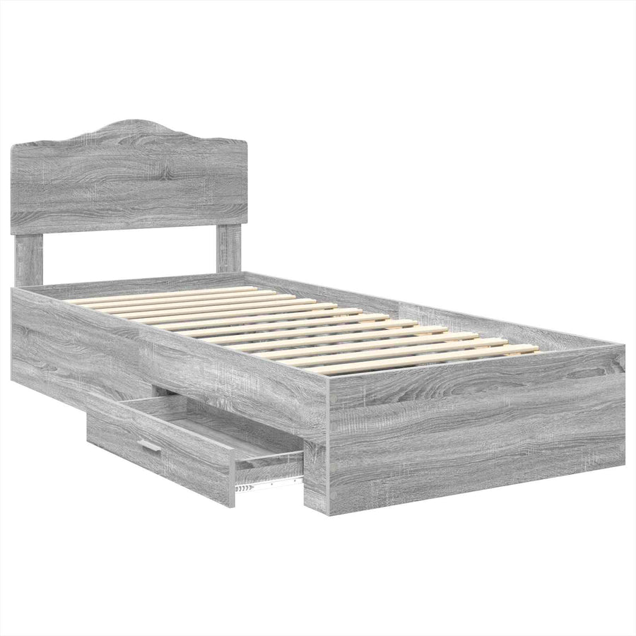 Bedframe met hoofdeinde Grijs Sonoma 100 x 200 cm Bewerkt hout