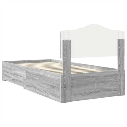 Bedframe met hoofdeinde Grijs Sonoma 100 x 200 cm Bewerkt hout