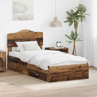 Bed frame with headboard Reclaimed wood 100 x 200 cm Treated wood