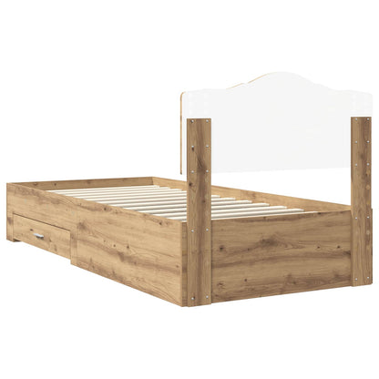 Bedframe met hoofdeinde Artisan Eiken 100 x 200 cm Bewerkt hout
