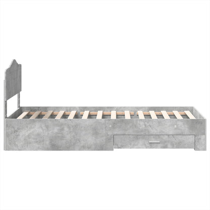Bedframe met hoofdeinde Beton Grijs 90 x 200 cm Bewerkt hout