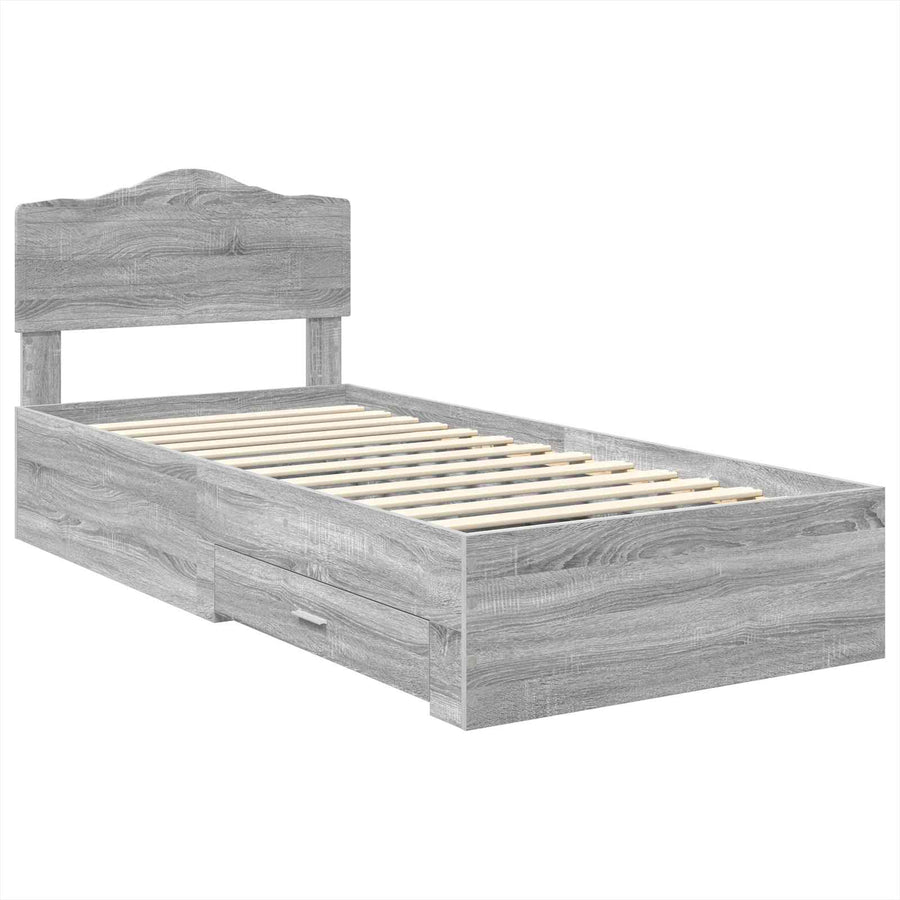 Bedframe met hoofdeinde Grijs Sonoma 90 x 200 cm Bewerkt hout