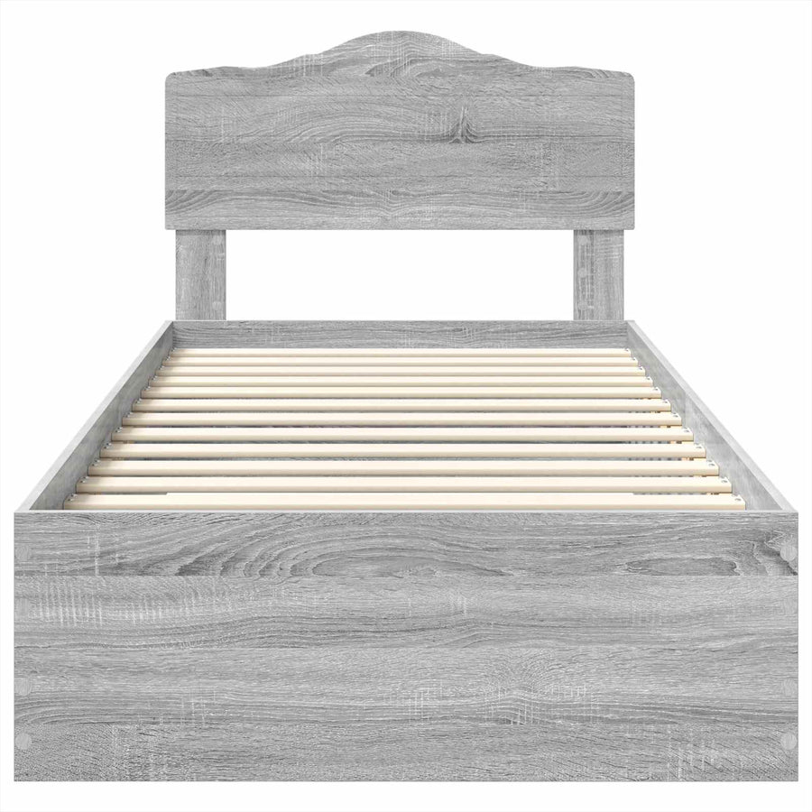Bedframe met hoofdeinde Grijs Sonoma 90 x 200 cm Bewerkt hout