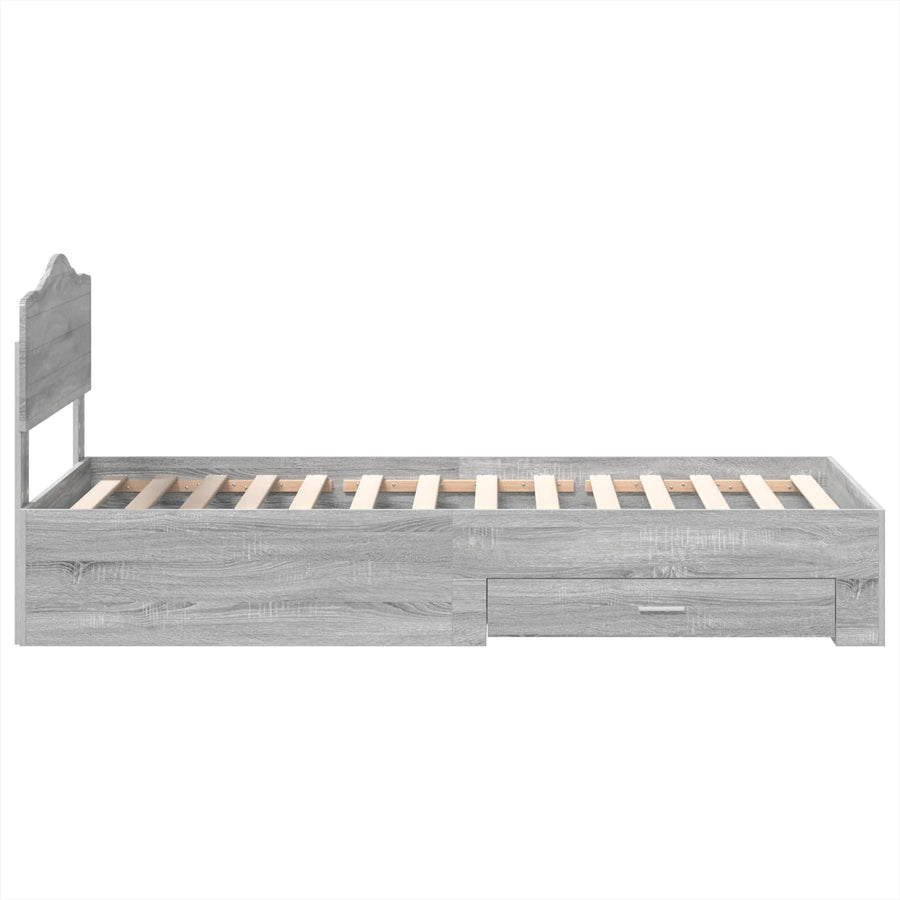 Bedframe met hoofdeinde Grijs Sonoma 90 x 200 cm Bewerkt hout